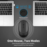 Congdi Dual Mode Wireless Mouse - Bluetooth & 2.4GHz Rechargeable Silent Mouse with 1600 DPI | 4-Button Opto-Electronic Mouse for Laptop, PC, iPad & MacBook
