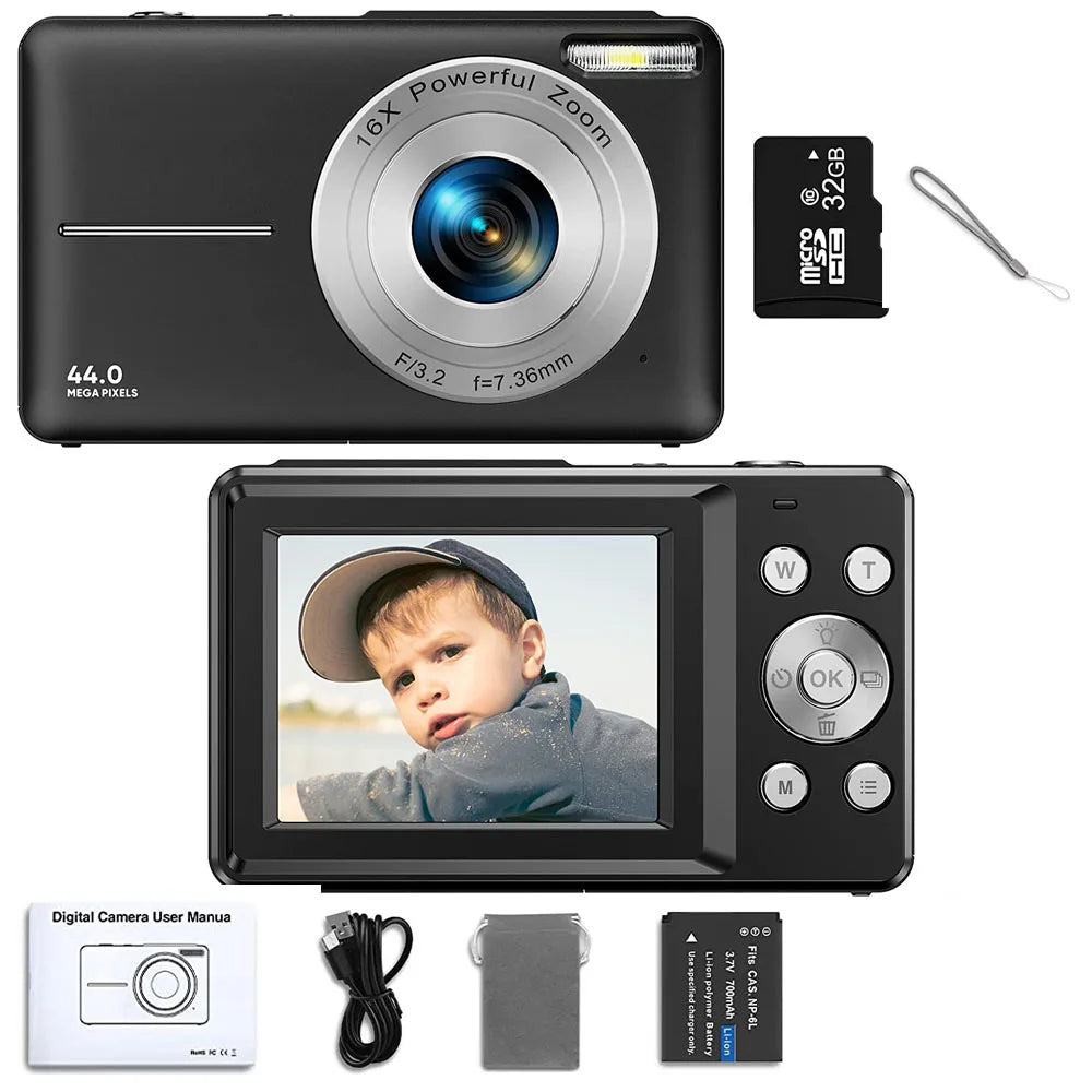 STUOGYUM DC403 4K Digital Camera for Photography - 50MP CMOS Sensor with 16X Digital Zoom, 2.4" LCD Screen, 1080P Video Recording | Compact Camera for Beginners & Kids