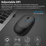 Congdi Dual Mode Wireless Mouse - Bluetooth & 2.4GHz Rechargeable Silent Mouse with 1600 DPI | 4-Button Opto-Electronic Mouse for Laptop, PC, iPad & MacBook