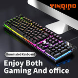 YINDIAO 104-Key USB Wired Keyboard - Full Size Membrane Keyboard for Office & Home | Quiet Typing with Standard English Layout