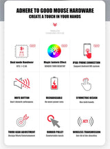 Congdi Silent Wireless Mouse - Bluetooth & 2.4GHz Dual Mode Rechargeable Mouse with LED Backlight | 1600 DPI Portable Mouse for Laptop, Tablet & PC