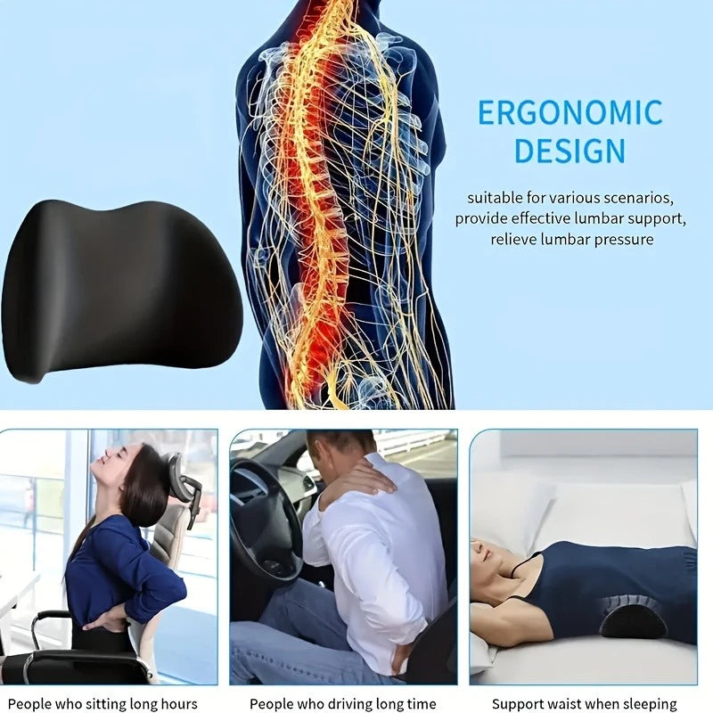 Memory Foam Seat Cushion & Lumbar Support Pillow – Breathable Office Chair Back & Seat Cushion