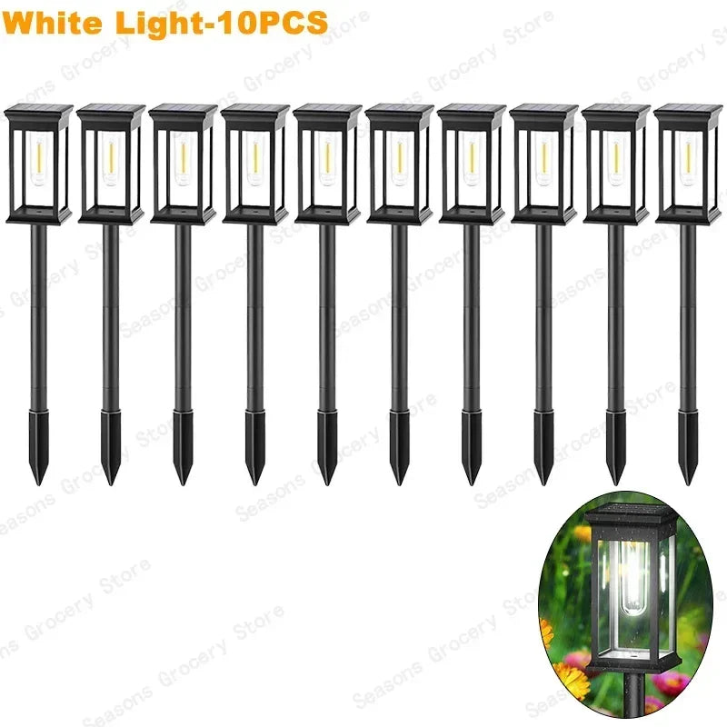Solar LED Garden Pathway Lights – IP65 Waterproof Outdoor Landscape Lamp with Warm & White Light