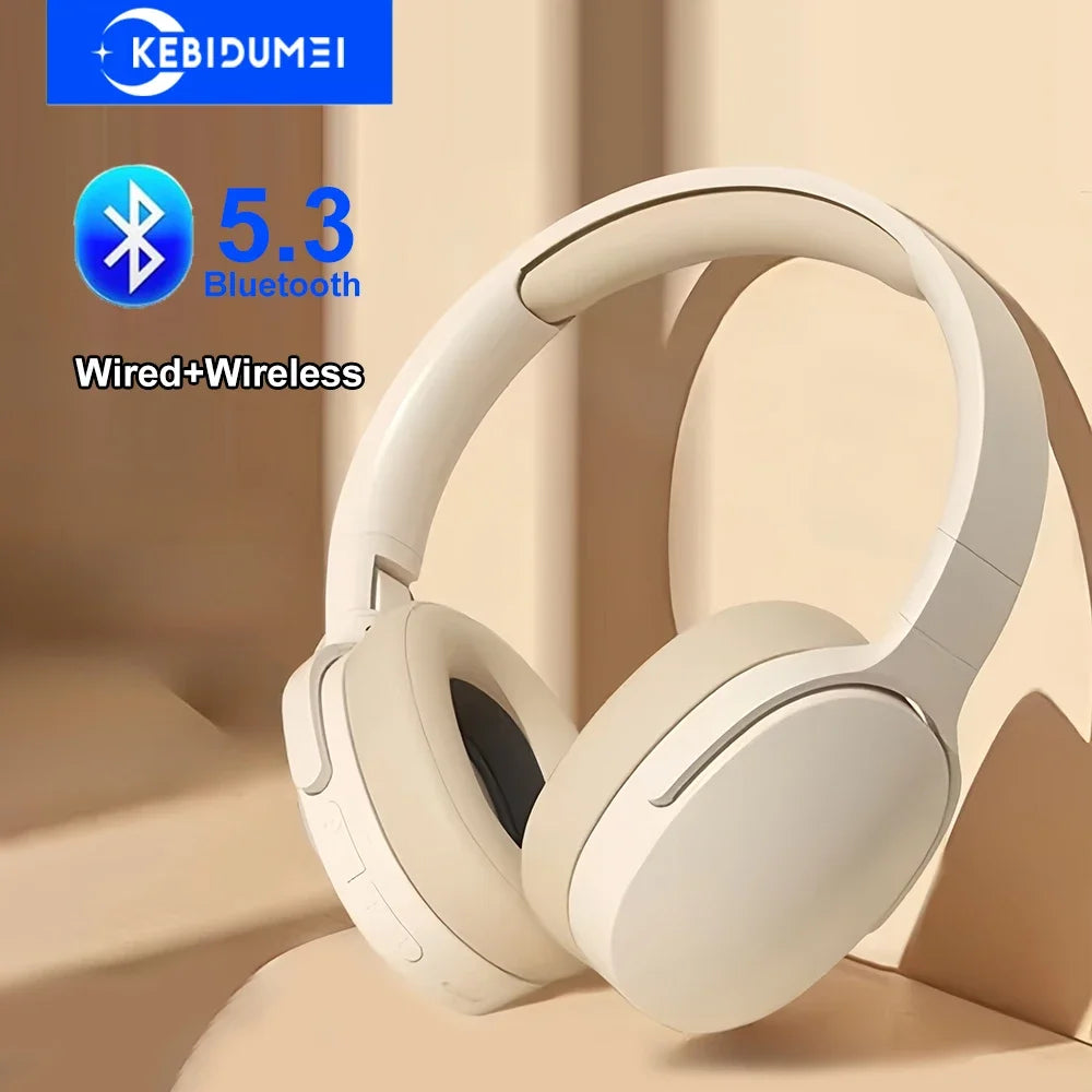Kebidumei Bluetooth 5.3 Wireless Headphones – Noise Cancelling Gaming Headset with Mic & TF Card Support
