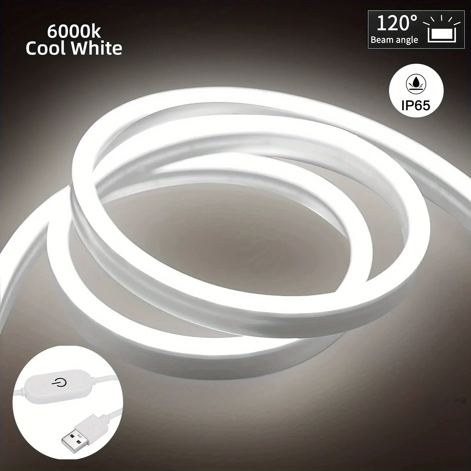 Saimili USB LED Neon Strip Light – Dimmable Touch Sensor Waterproof Flexible Silicone Light for Room & Outdoor Decor