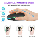 Congdi Silent Wireless Mouse - Bluetooth & 2.4GHz Dual Mode Rechargeable Mouse with LED Backlight | 1600 DPI Portable Mouse for Laptop, Tablet & PC