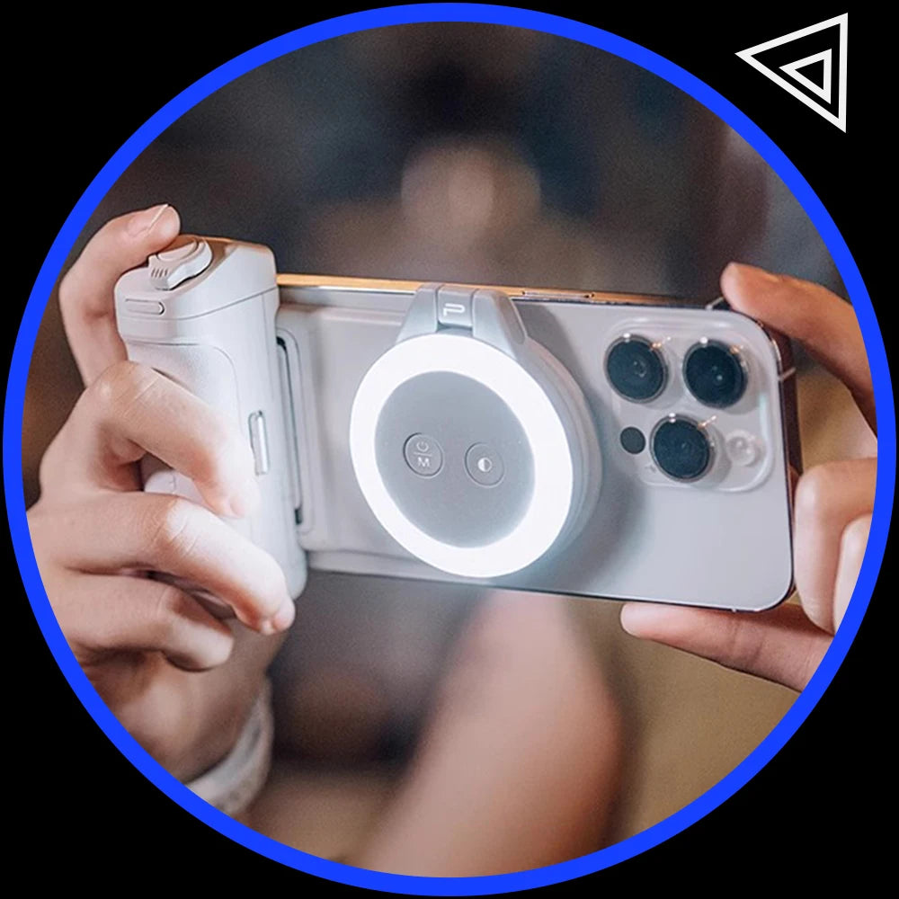 PGYTECH MagCam Mobile Phone Camera Handle – 3000mAh Bluetooth Remote Grip with MagGlow Magnetic Fill Light for Smartphones