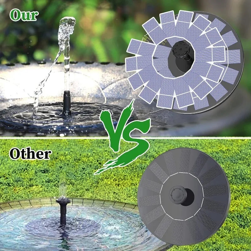 Solar Fountain Pump Kit with 6 Nozzles – 1W/1.5W/2.5W Garden Bird Bath Water Fountain