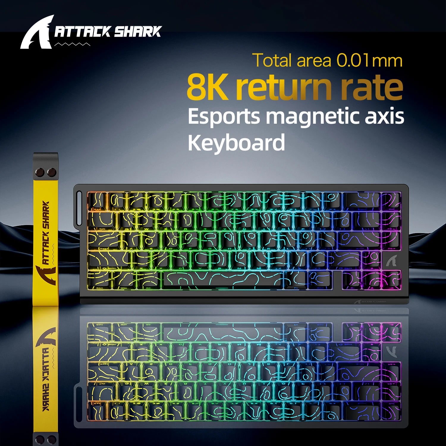 Attack Shark X68HE Mechanical Gaming Keyboard - 68-Key Hot-Swappable with 8000Hz Polling & PBT Keycaps | RGB Backlit Wired Keyboard for FPS & Competitive Gaming