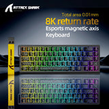 Attack Shark X68HE Mechanical Gaming Keyboard - 68-Key Hot-Swappable with 8000Hz Polling & PBT Keycaps | RGB Backlit Wired Keyboard for FPS & Competitive Gaming