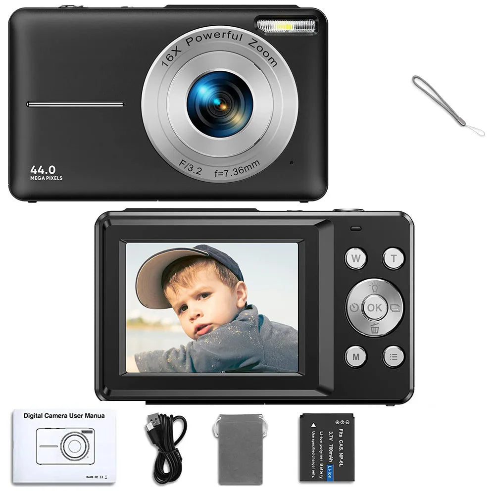 STUOGYUM DC403 4K Digital Camera for Photography - 50MP CMOS Sensor with 16X Digital Zoom, 2.4" LCD Screen, 1080P Video Recording | Compact Camera for Beginners & Kids