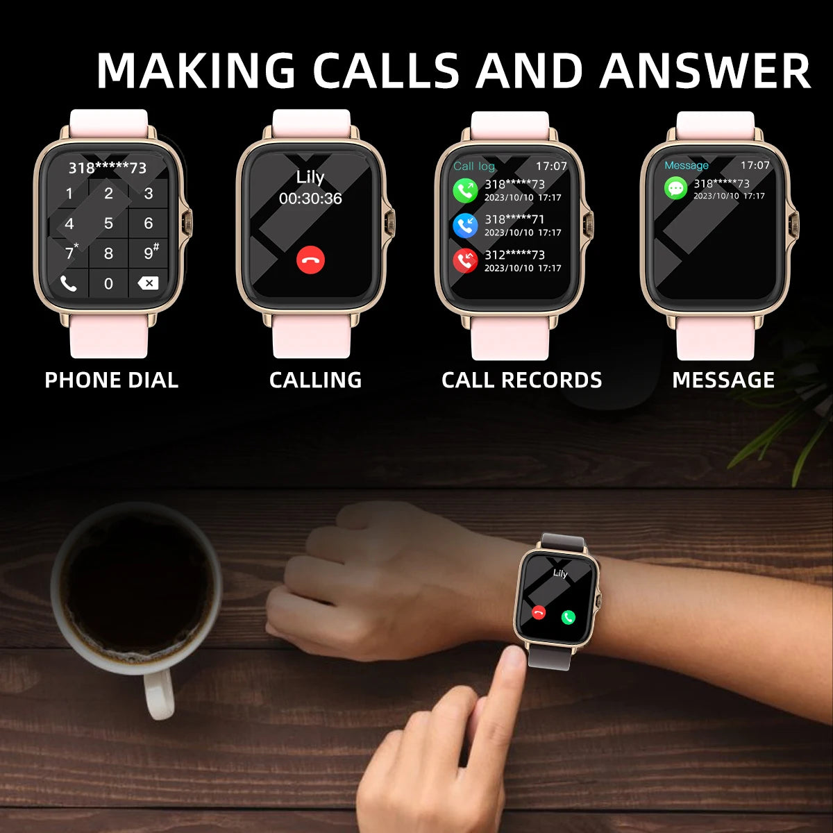 1.83" Smart Watch Bluetooth Call & Message Alerts with Sleep Tracking & Fitness Monitor for Android & iPhone