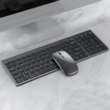 JOMAA Multi-Device Wireless Keyboard and Mouse Combo | Bluetooth & 2.4GHz Ergonomic Set with Multimedia Keys | Slim Design for Laptop, PC, Tablet