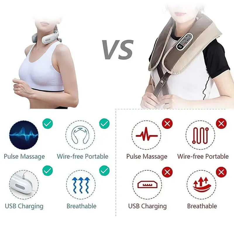Electric Neck Massager with Pulse Therapy – USB Powered 4-Point Massage Device for Pain Relief
