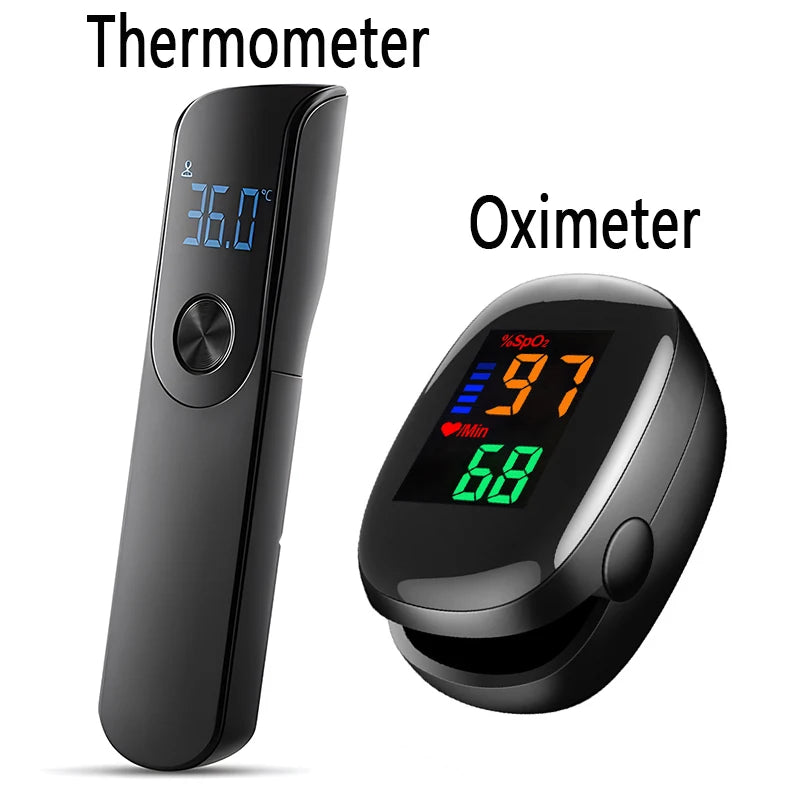 Fireurus Digital IR Thermometer & Fingertip Pulse Oximeter – Non-Contact Body Temperature & Blood Oxygen Monitor