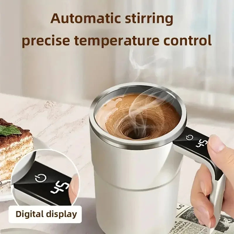 Self-Stirring Coffee Mug 380ml – Automatic Electric Mixing Cup with Temperature Display (USB Charging)