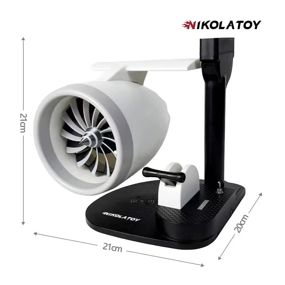 NIKOLATOY Creative Desktop USB Airplane Engine Turbo Jet Fan with Wireless Charging – 48-Hour Shippin