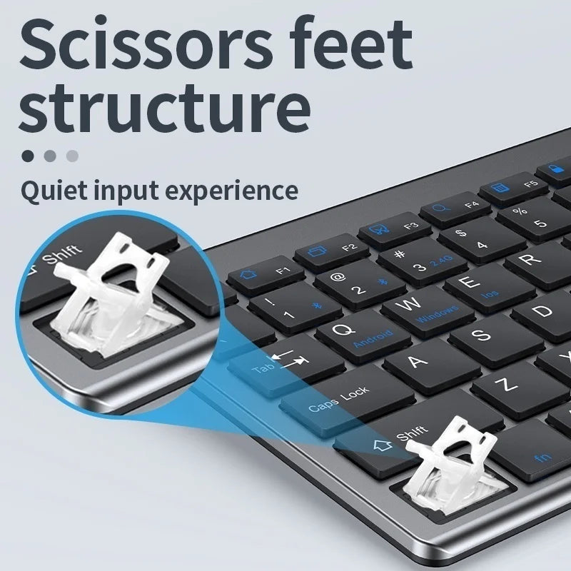 JOMAA Multi-Device Wireless Keyboard and Mouse Combo | Bluetooth & 2.4GHz Ergonomic Set with Multimedia Keys | Slim Design for Laptop, PC, Tablet