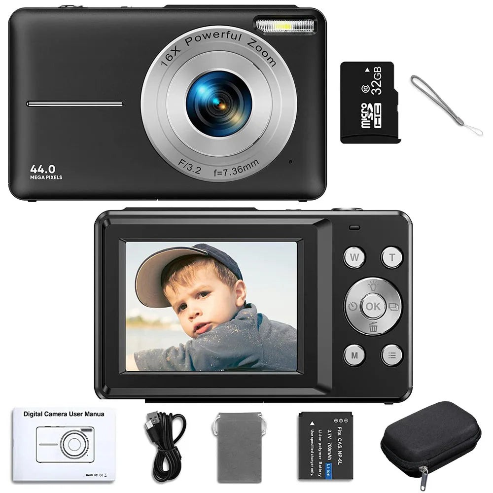 STUOGYUM DC403 4K Digital Camera for Photography - 50MP CMOS Sensor with 16X Digital Zoom, 2.4" LCD Screen, 1080P Video Recording | Compact Camera for Beginners & Kids