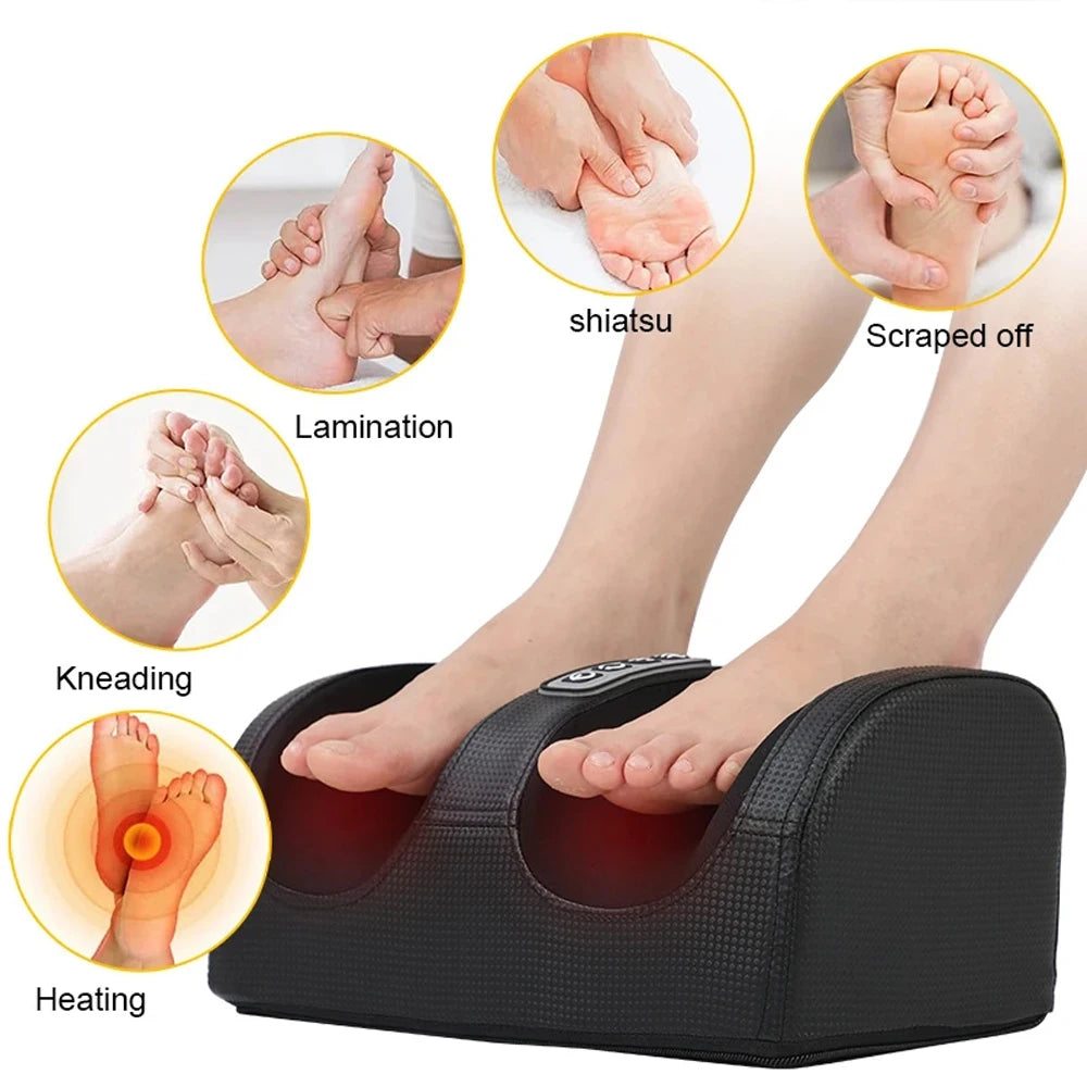 Electric Shiatsu Foot Massager with Heat – Deep Tissue Kneading Roller for Foot & Calf Pain Relief