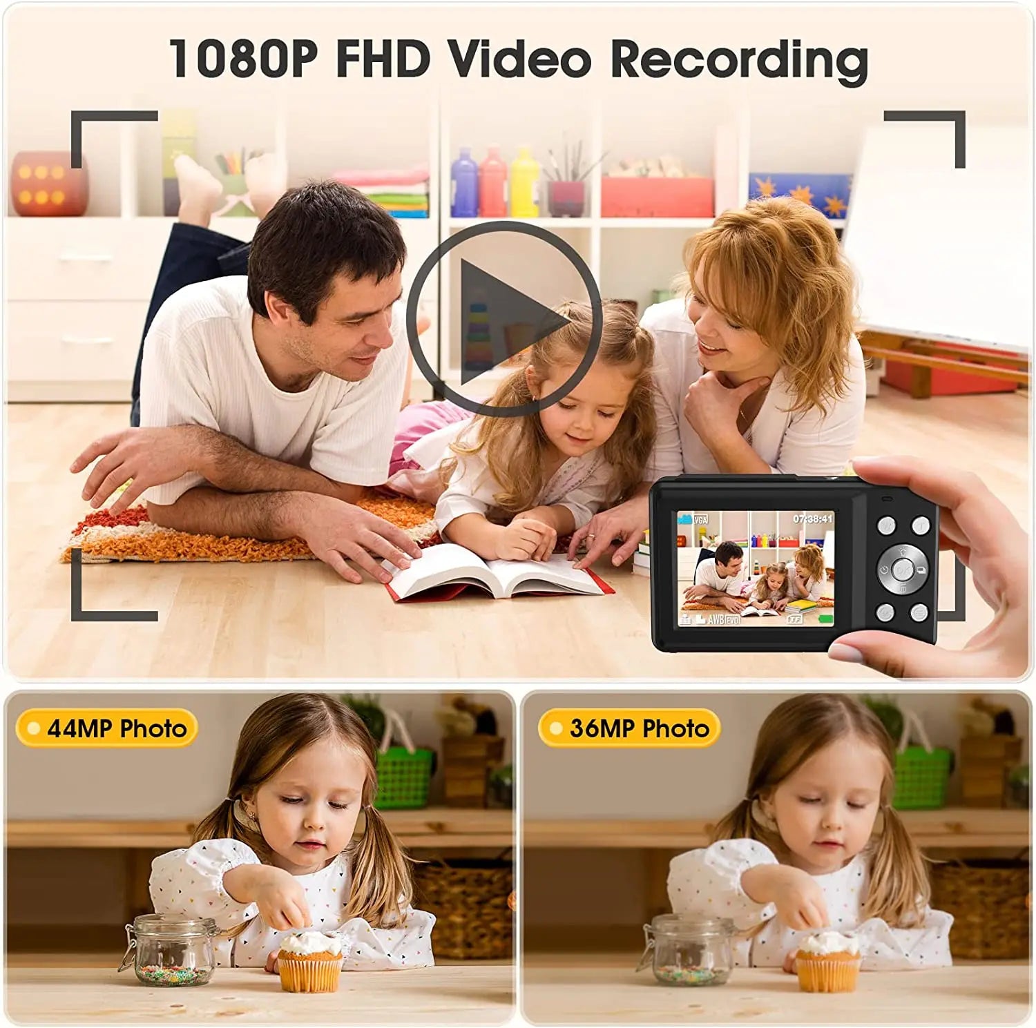 STUOGYUM DC403 4K Digital Camera for Photography - 50MP CMOS Sensor with 16X Digital Zoom, 2.4" LCD Screen, 1080P Video Recording | Compact Camera for Beginners & Kids