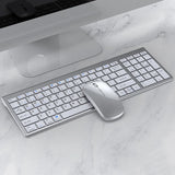 JOMAA Multi-Device Wireless Keyboard and Mouse Combo | Bluetooth & 2.4GHz Ergonomic Set with Multimedia Keys | Slim Design for Laptop, PC, Tablet