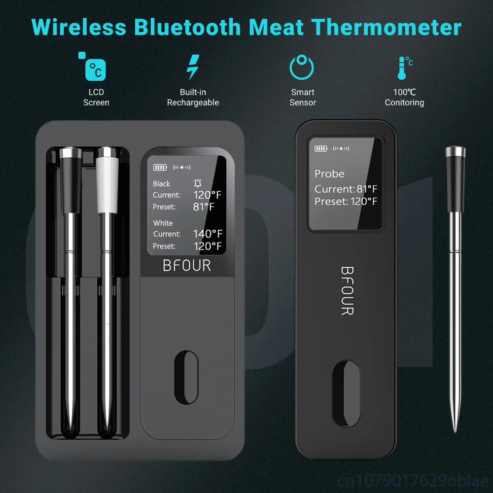 Wireless Bluetooth Meat Thermometer – Smart Digital Kitchen Thermometer for BBQ, Grill & Oven