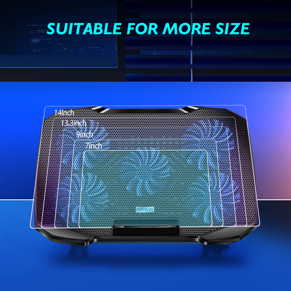 COOLCOLD F2PLUS Laptop Cooling Pad 5-Fan Adjustable Laptop Cooler Stand for 12–17 Inch Laptops