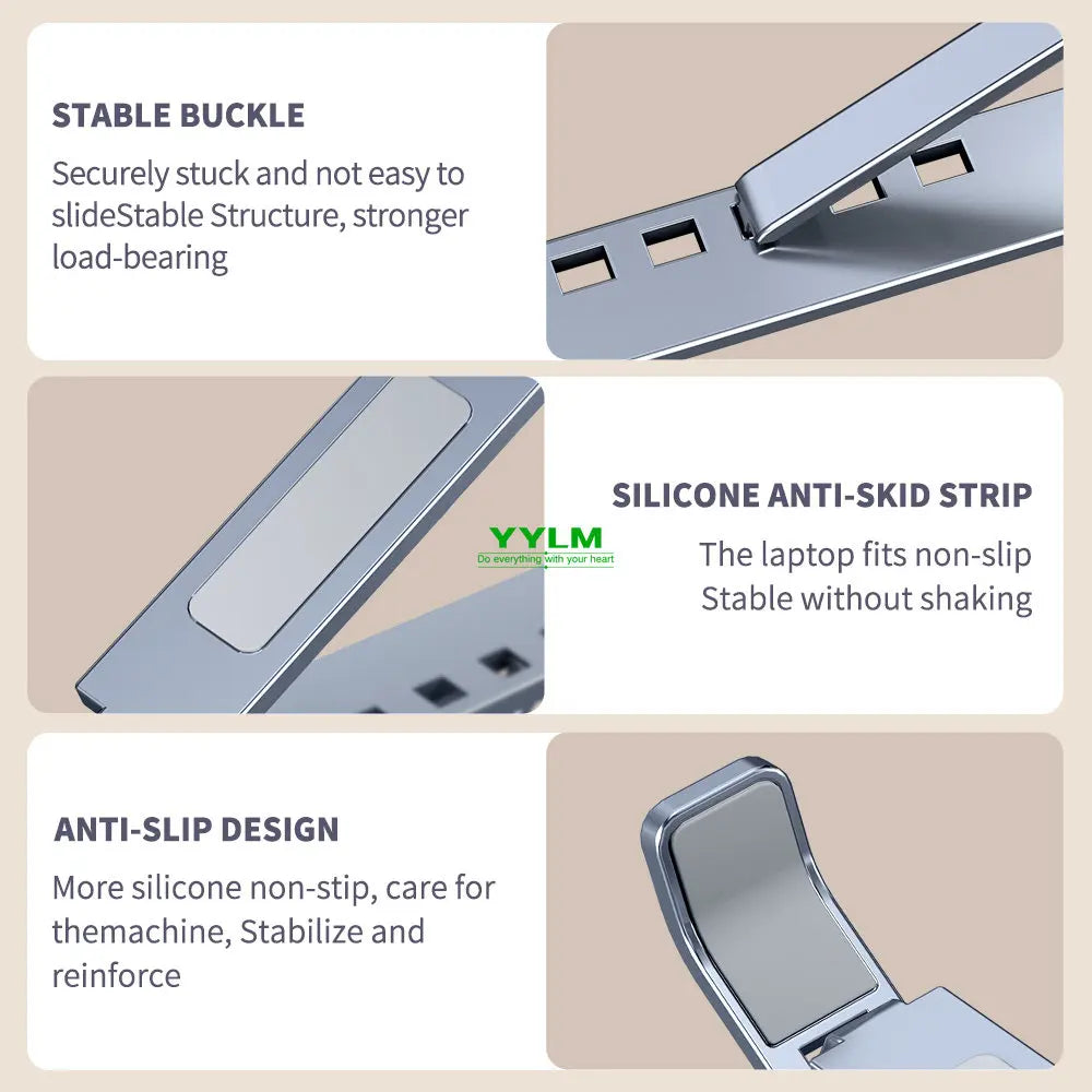 YYLM N8 Adjustable Aluminum Laptop Stand – Foldable Portable Cooling Stand for MacBook & Notebook
