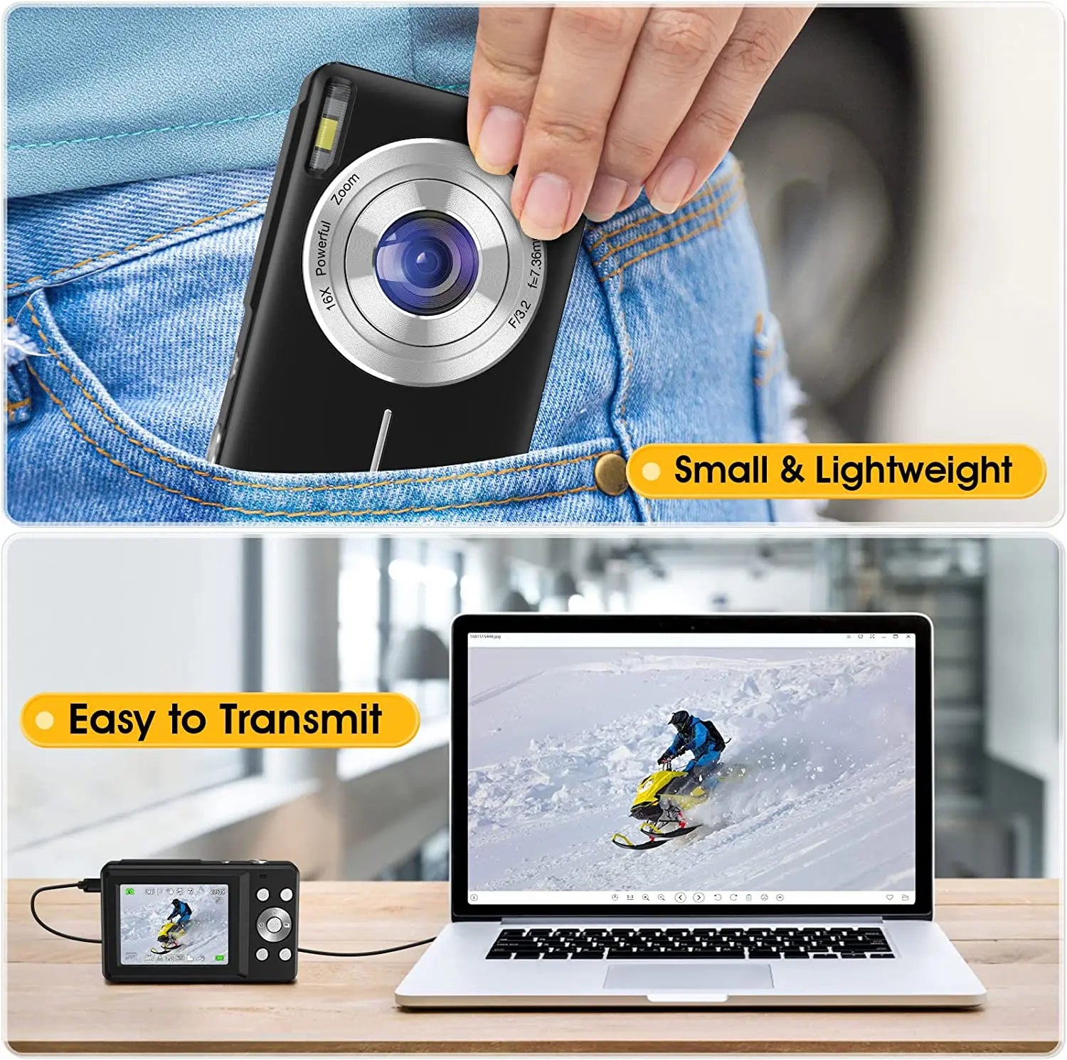 STUOGYUM DC403 4K Digital Camera for Photography - 50MP CMOS Sensor with 16X Digital Zoom, 2.4" LCD Screen, 1080P Video Recording | Compact Camera for Beginners & Kids