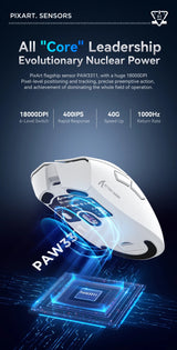 Attack Shark R1 Tri-Mode Wireless Gaming Mouse - 18000 DPI PAW3311 Sensor, 59g Ultra-Light, 1000Hz Polling Rate, Rechargeable RGB Mouse for PC & Laptop