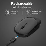 Congdi Dual Mode Wireless Mouse - Bluetooth & 2.4GHz Rechargeable Silent Mouse with 1600 DPI | 4-Button Opto-Electronic Mouse for Laptop, PC, iPad & MacBook