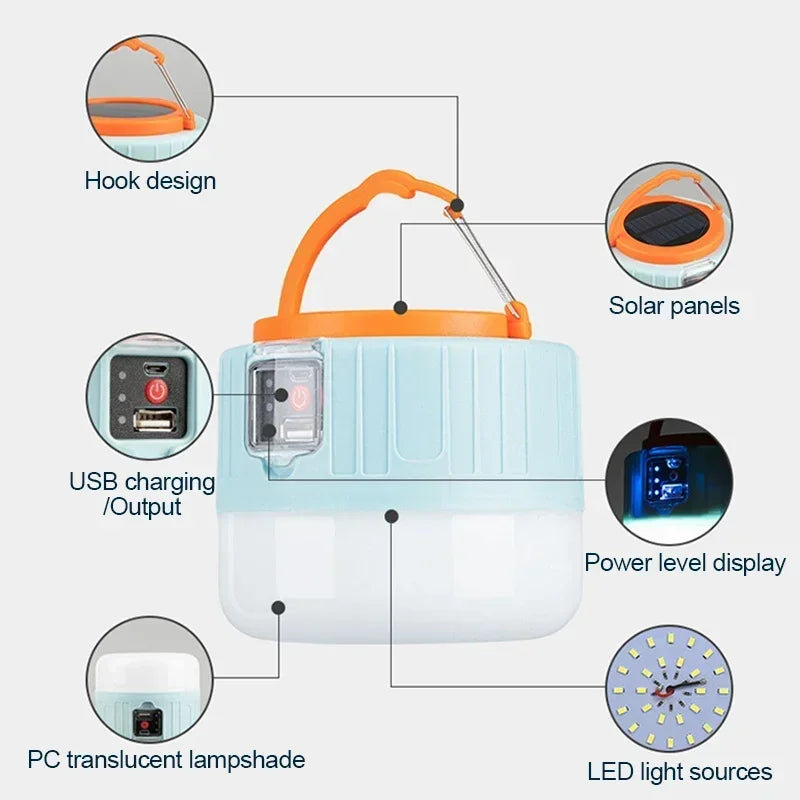 NEWBIRTH Solar LED Camping Lantern – Rechargeable Waterproof Light with Power Bank & Remote Control