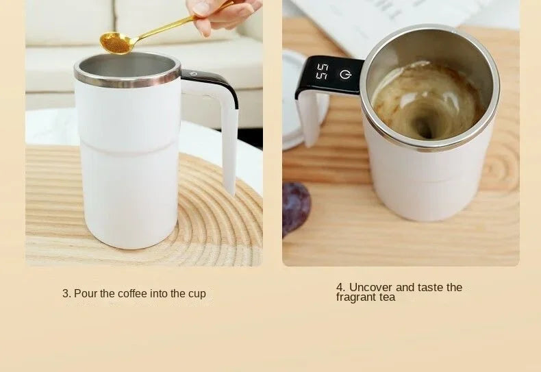 Self-Stirring Coffee Mug 380ml – Automatic Electric Mixing Cup with Temperature Display (USB Charging)
