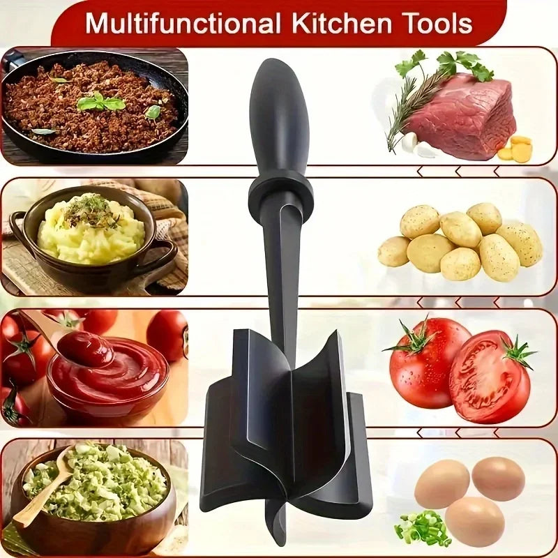 Plastic Meat Chopper & Ground Meat Masher – Heat Resistant Kitchen Tool for Cooking & Mixing