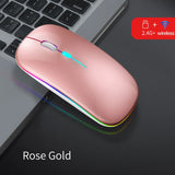 Congdi Silent Wireless Mouse - Bluetooth & 2.4GHz Dual Mode Rechargeable Mouse with LED Backlight | 1600 DPI Portable Mouse for Laptop, Tablet & PC
