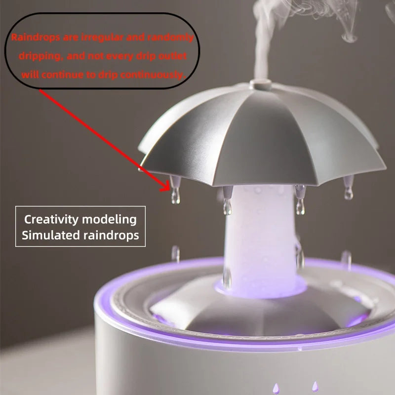 Raindrop Aroma Diffuser & Ultrasonic Humidifier – 300ML Essential Oil Diffuser with LED Lamp & Remote Control
