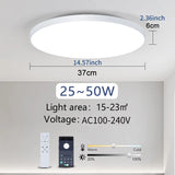 MARPOU Smart Ceiling Light LED - Dimmable Modern Ceiling Lamp with APP & Remote Control | 3 Size Options, 3000K-6500K Color Temperature, 20%-100% Brightness