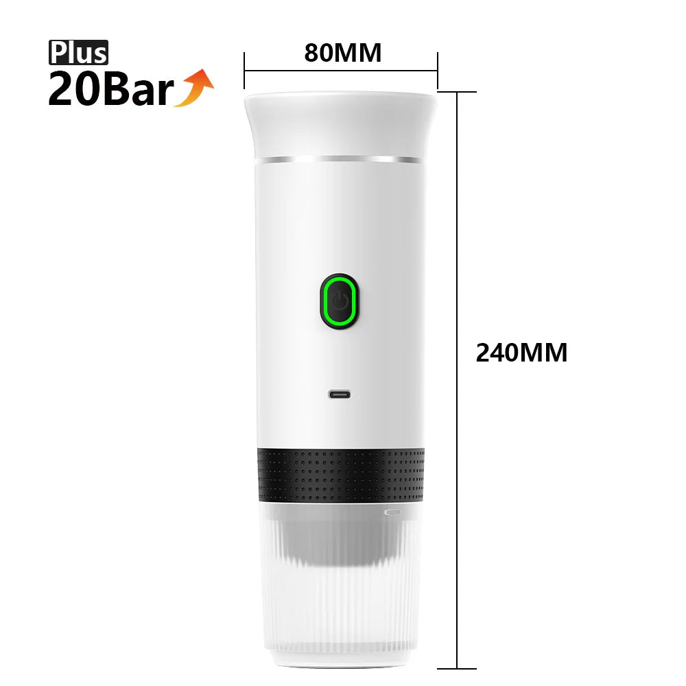 DENOKIN Portable Espresso Machine 3-in-1 | 20 Bar Pressure with Heating Function, Compatible with Ground Coffee & Capsules | USB-C Rechargeable for Travel, Camping & Home