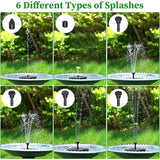 Solar Fountain Pump Kit with 6 Nozzles – 1W/1.5W/2.5W Garden Bird Bath Water Fountain