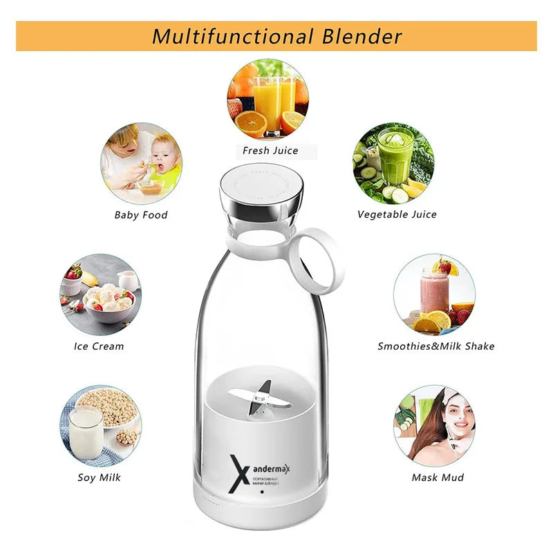 Portable Electric Juicer Blender – USB Rechargeable Mini Fruit Mixer & Smoothie Maker | Multifunction Juice Extractor for Home & Travel
