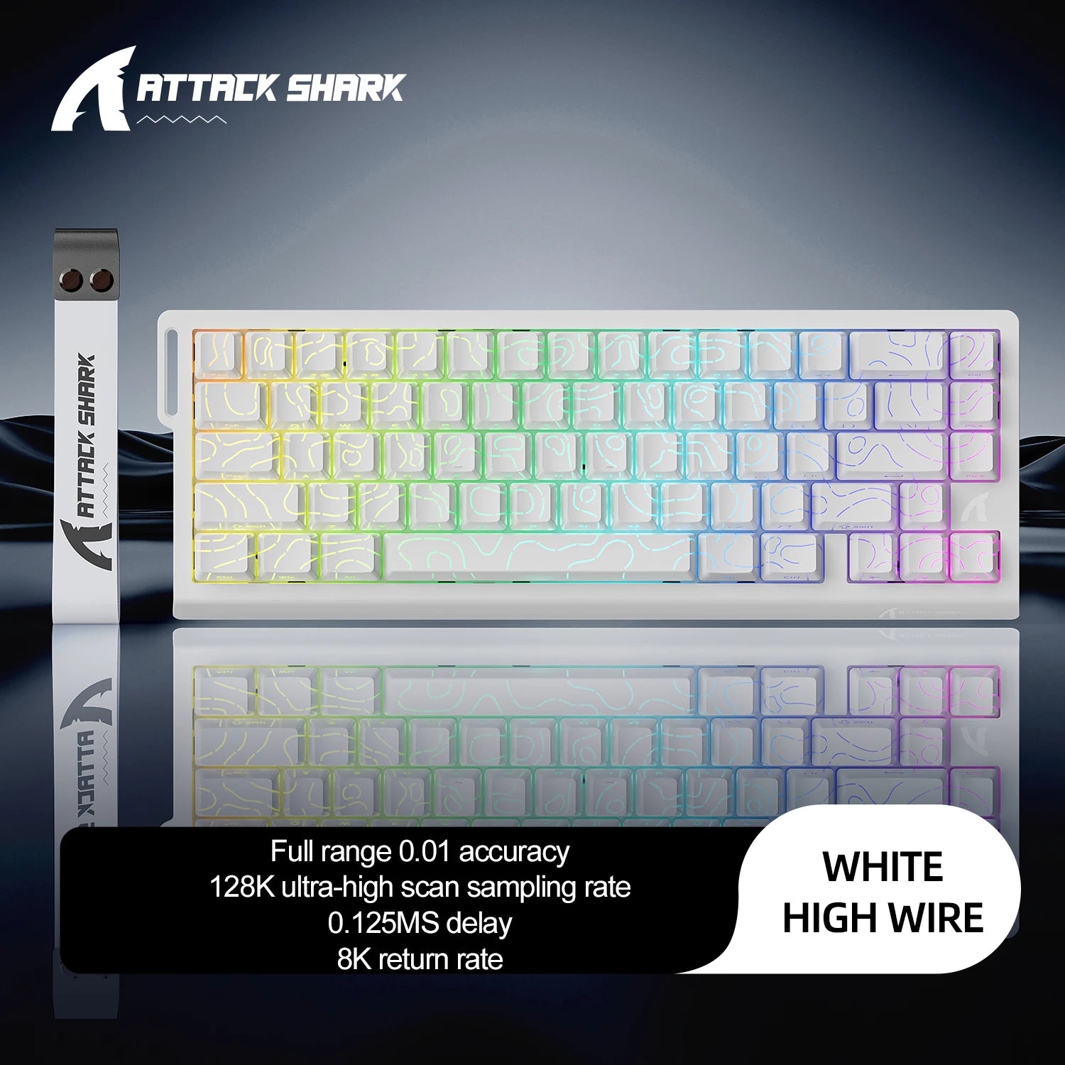 Attack Shark X68HE Mechanical Gaming Keyboard - 68-Key Hot-Swappable with 8000Hz Polling & PBT Keycaps | RGB Backlit Wired Keyboard for FPS & Competitive Gaming
