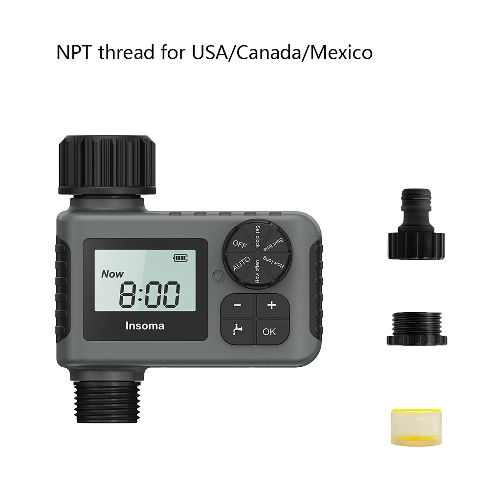 INSOMA Automatic Water Timer for Hose Faucet | Digital Programmable Irrigation Controller with Rain Delay | IPX7 Waterproof for Outdoor Gardens