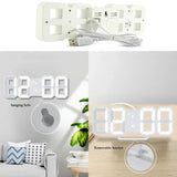 3D LED Digital Alarm Clock with Large Display | Wall or Desktop Clock with 3-Level Brightness Adjustable, Calendar & Snooze Function | Plug-in USB Powered