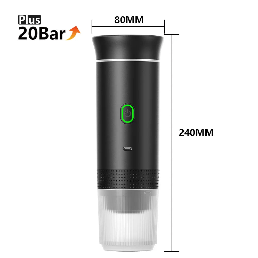 DENOKIN Portable Espresso Machine 3-in-1 | 20 Bar Pressure with Heating Function, Compatible with Ground Coffee & Capsules | USB-C Rechargeable for Travel, Camping & Home