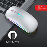 Congdi Silent Wireless Mouse - Bluetooth & 2.4GHz Dual Mode Rechargeable Mouse with LED Backlight | 1600 DPI Portable Mouse for Laptop, Tablet & PC