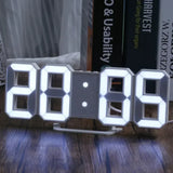3D LED Digital Alarm Clock with Large Display | Wall or Desktop Clock with 3-Level Brightness Adjustable, Calendar & Snooze Function | Plug-in USB Powered