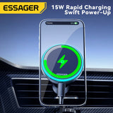 Essager Magnetic Wireless Car Charger 15W – RGB Seven-Color Fast Charging Phone Holder Mount for iPhone 15/14/13 & Android