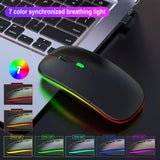 Congdi Silent Wireless Mouse - Bluetooth & 2.4GHz Dual Mode Rechargeable Mouse with LED Backlight | 1600 DPI Portable Mouse for Laptop, Tablet & PC