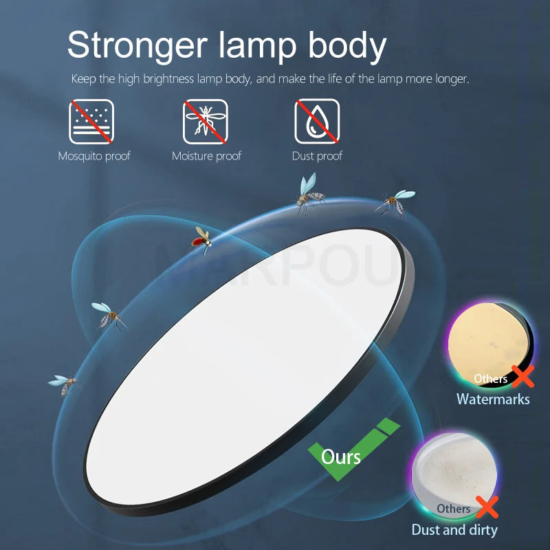 MARPOU Smart Ceiling Light LED - Dimmable Modern Ceiling Lamp with APP & Remote Control | 3 Size Options, 3000K-6500K Color Temperature, 20%-100% Brightness